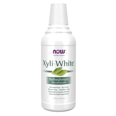 NOW Foods XyliWhite frente del envase mostrando etiqueta y capacidad 473 ml para elección clara