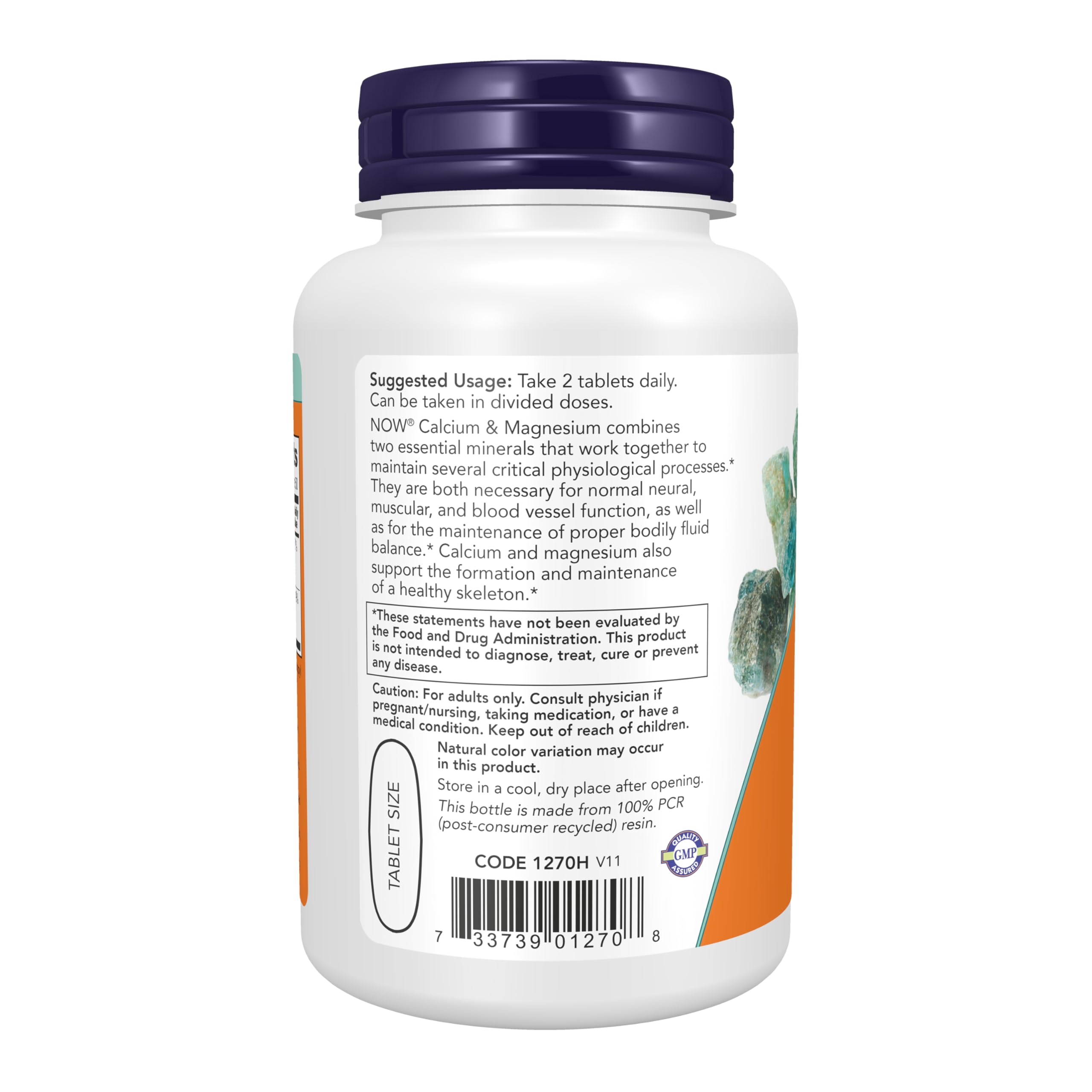 NOW Foods primer plano de textura de tableta, formulación compacta y estable