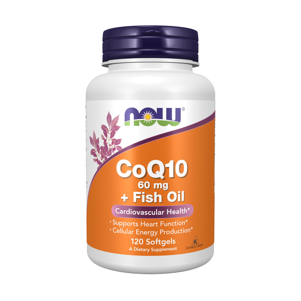 NOW Foods vista frontal del envase que comunica apoyo cardiovascular
