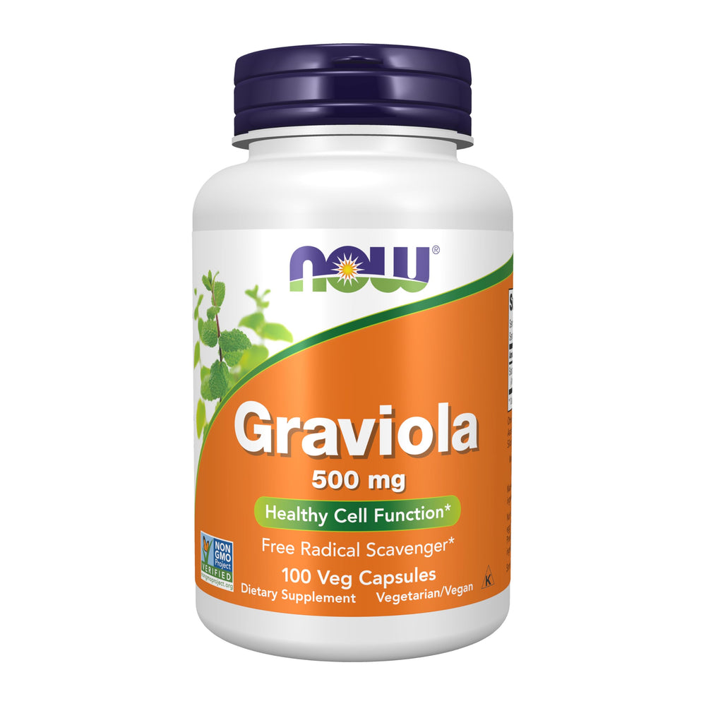 NOW Foods Graviola: cápsulas vegetales de 500 mg para apoyo potencial a la función celular