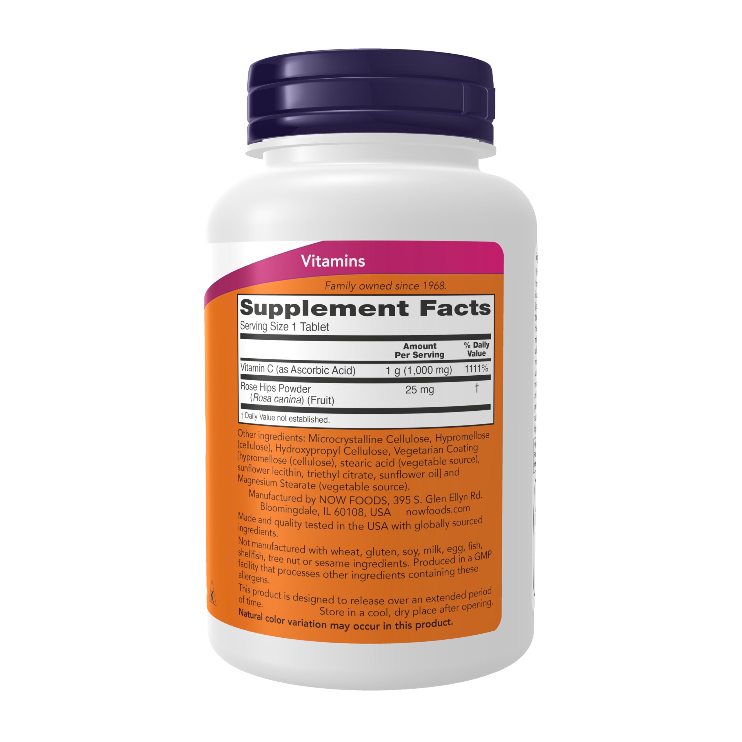 NOW Foods primer plano de comprimidos resaltando textura y liberación sostenida