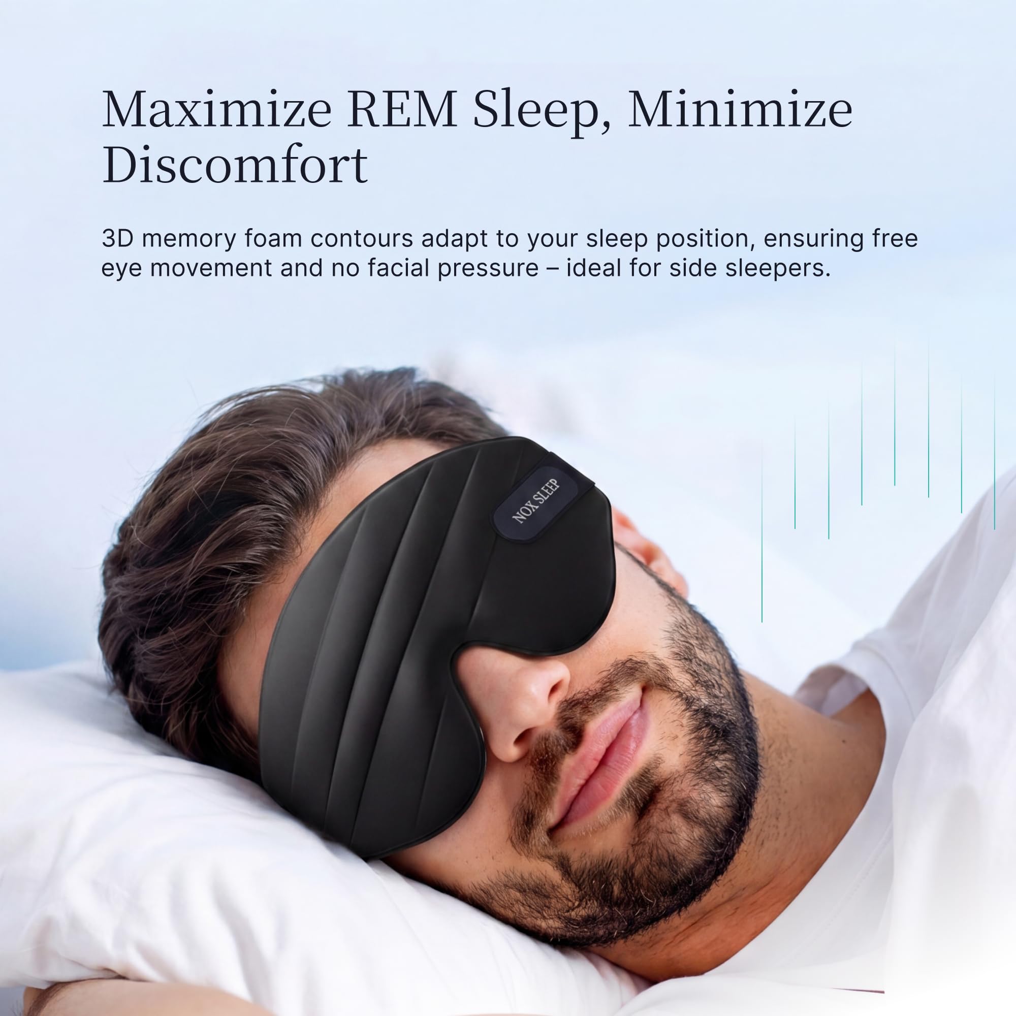 Nox Sleep comparación de tamaño en mano para mostrar ligereza y portabilidad