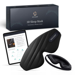 Nox Sleep frente del antifaz mostrando diseño 3D y beneficio de oscuridad total