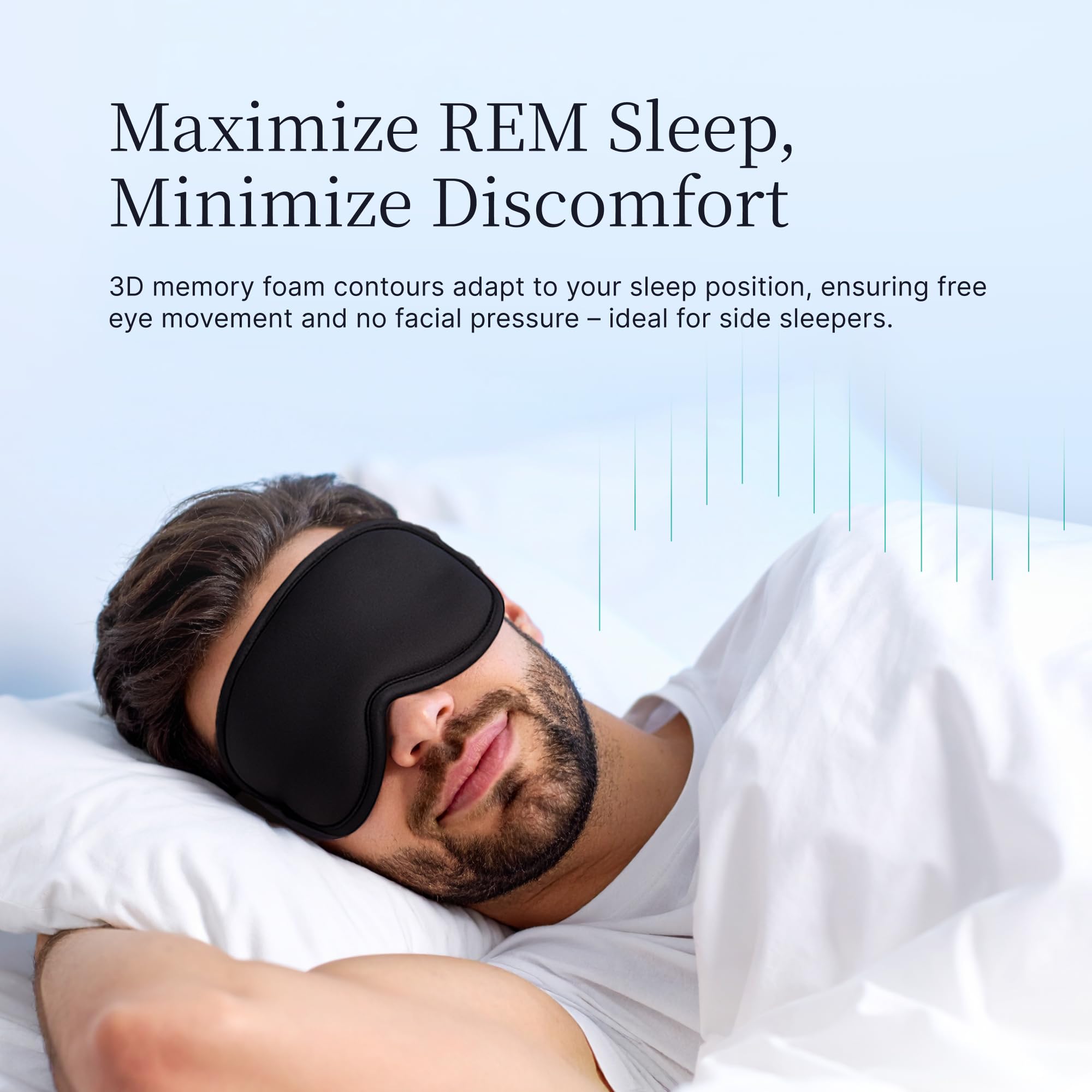 NOX SLEEP máscara en uso durante viaje, comodidad y oscuridad