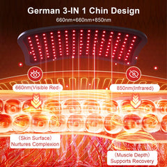 NoxLumina primer plano de LEDs con 660nm y 850nm, beneficio de cobertura uniforme