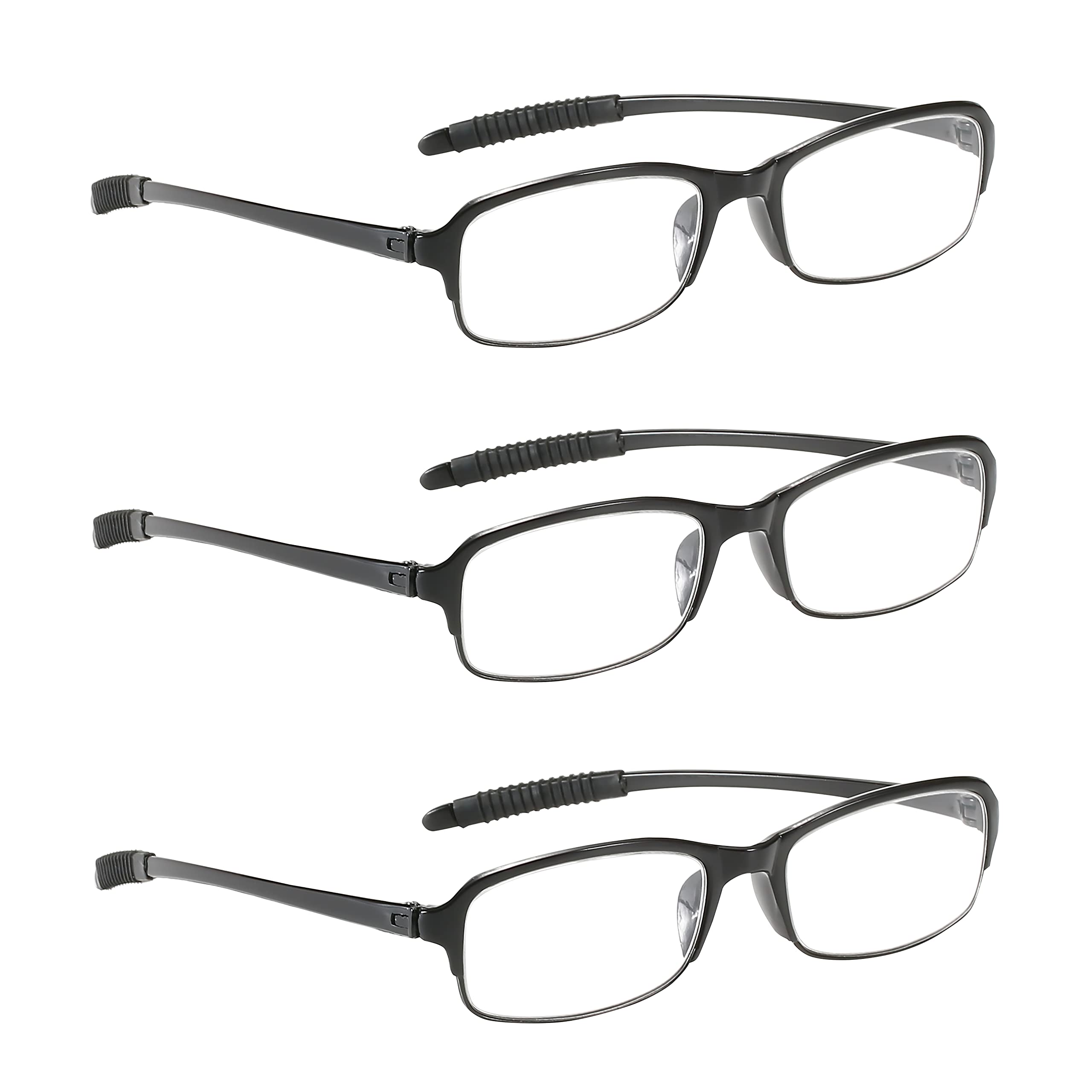 NRDIK vista frontal del set de 3 gafas negras mostrando diseño oval y ajuste cómodo