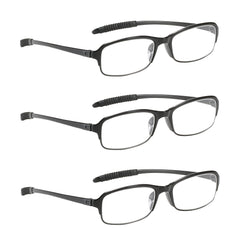 NRDIK vista frontal del set de 3 gafas negras mostrando diseño oval y ajuste cómodo