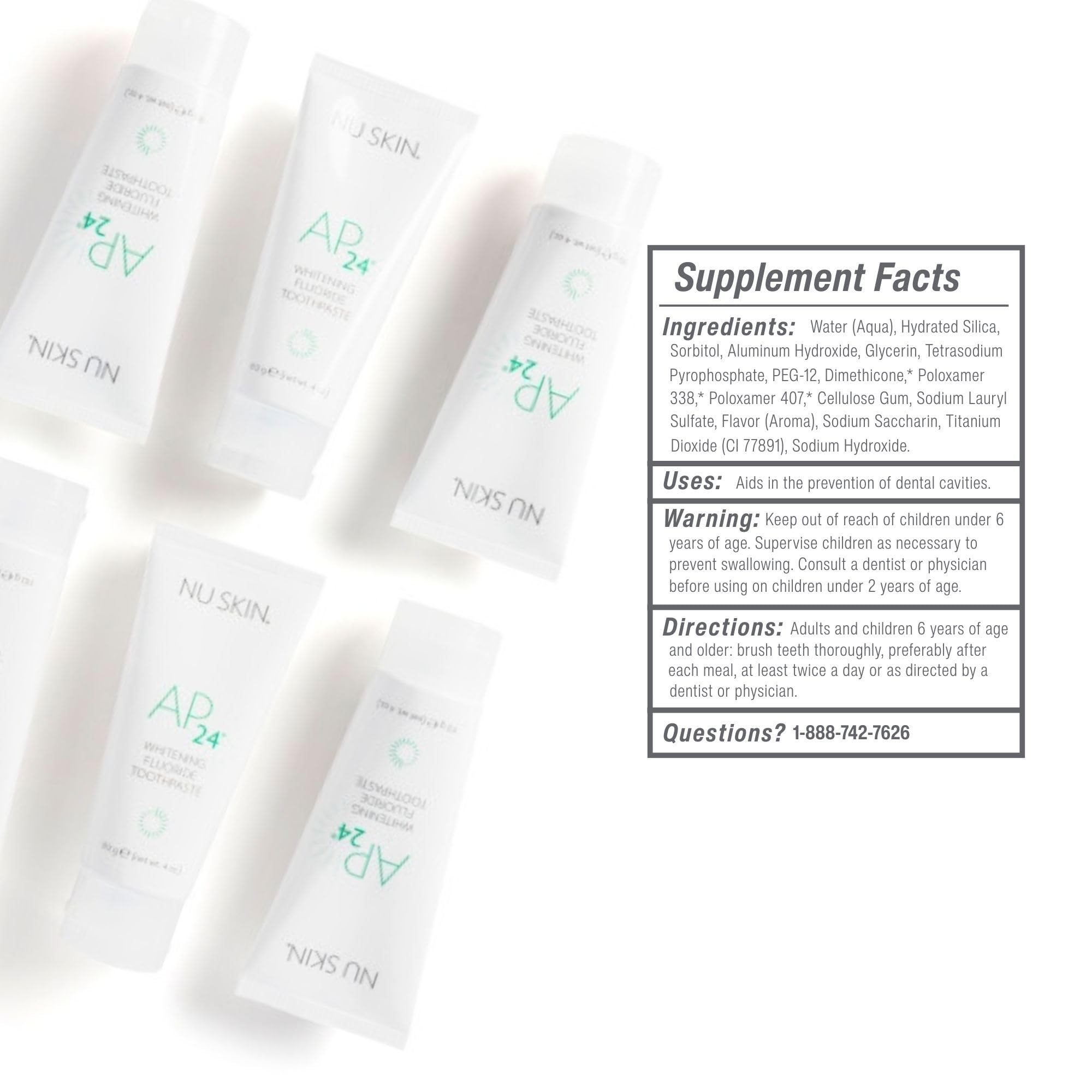 Nu Skin AP 24 etiqueta con lista de ingredientes y beneficios