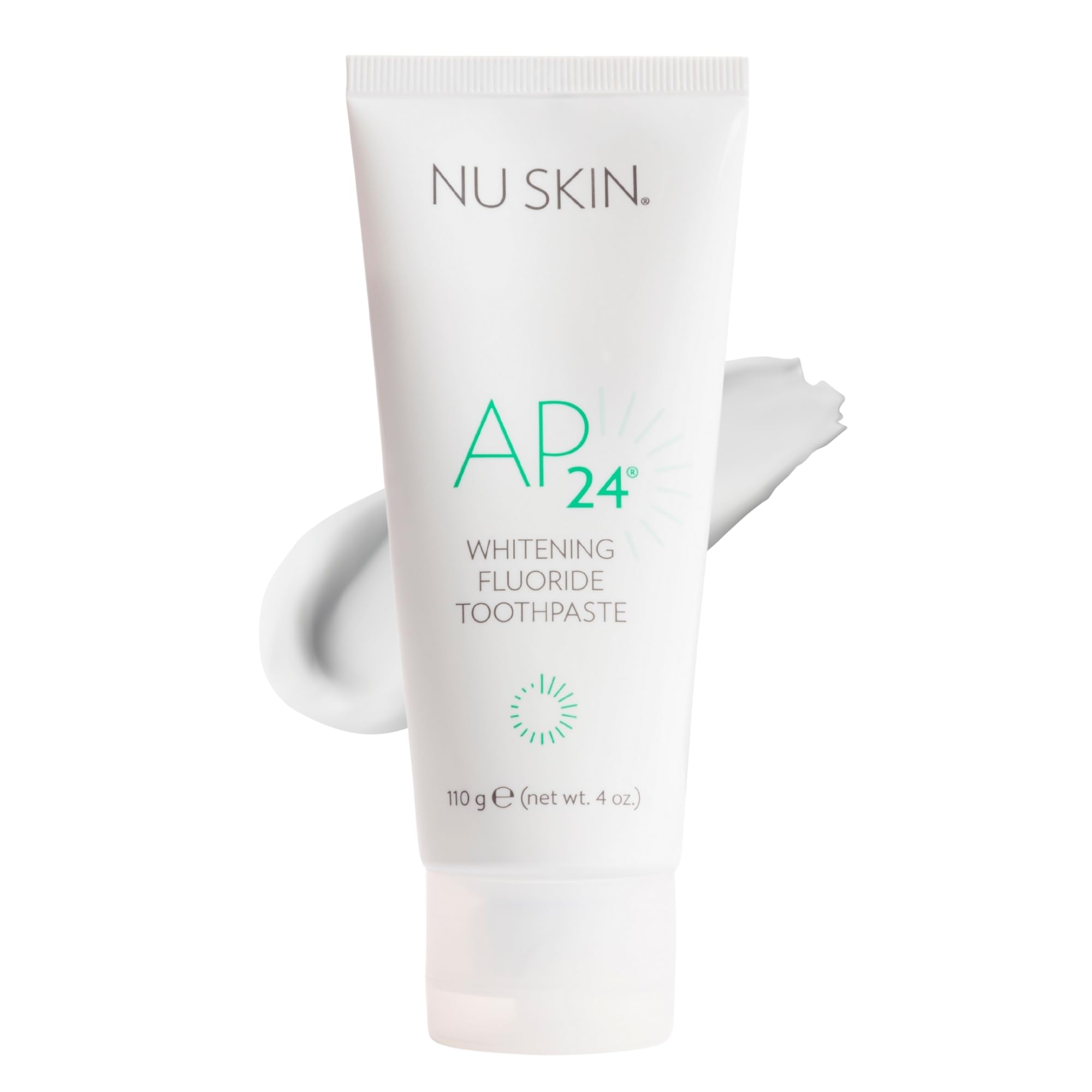 Nu Skin AP 24 frente del empaque mostrando diseño y beneficio blanqueador