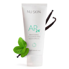 Nu Skin AP 24 frente del empaque mostrando paquete y beneficio blanqueador suave