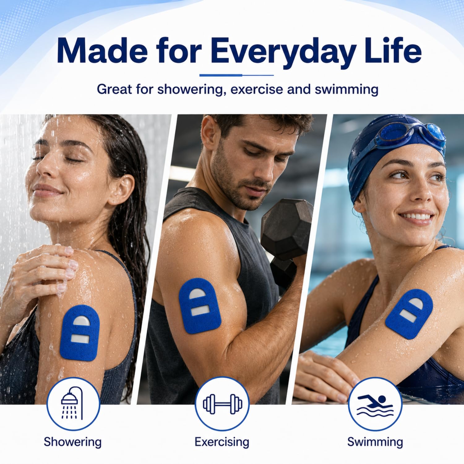 Nuanchu parche junto a Omnipod para comparar tamaño y ajuste preciso