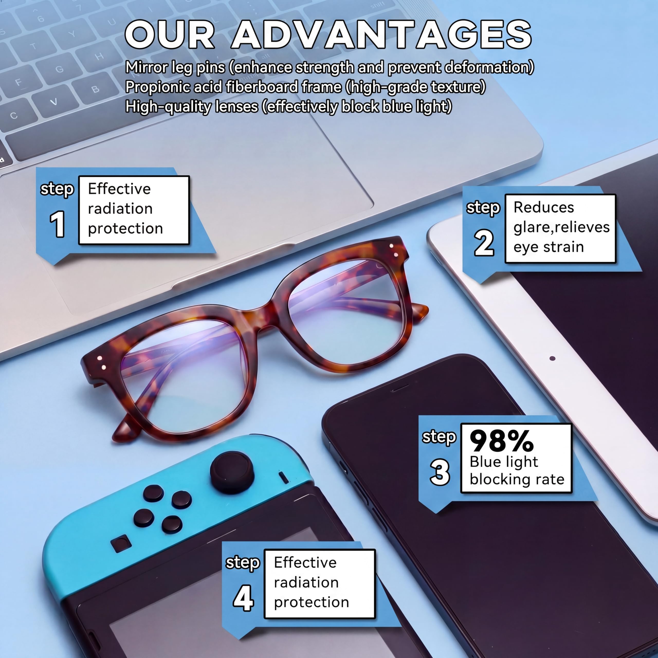 Nuanho gafas comparada con rostro muestra tamaño oversized y cobertura