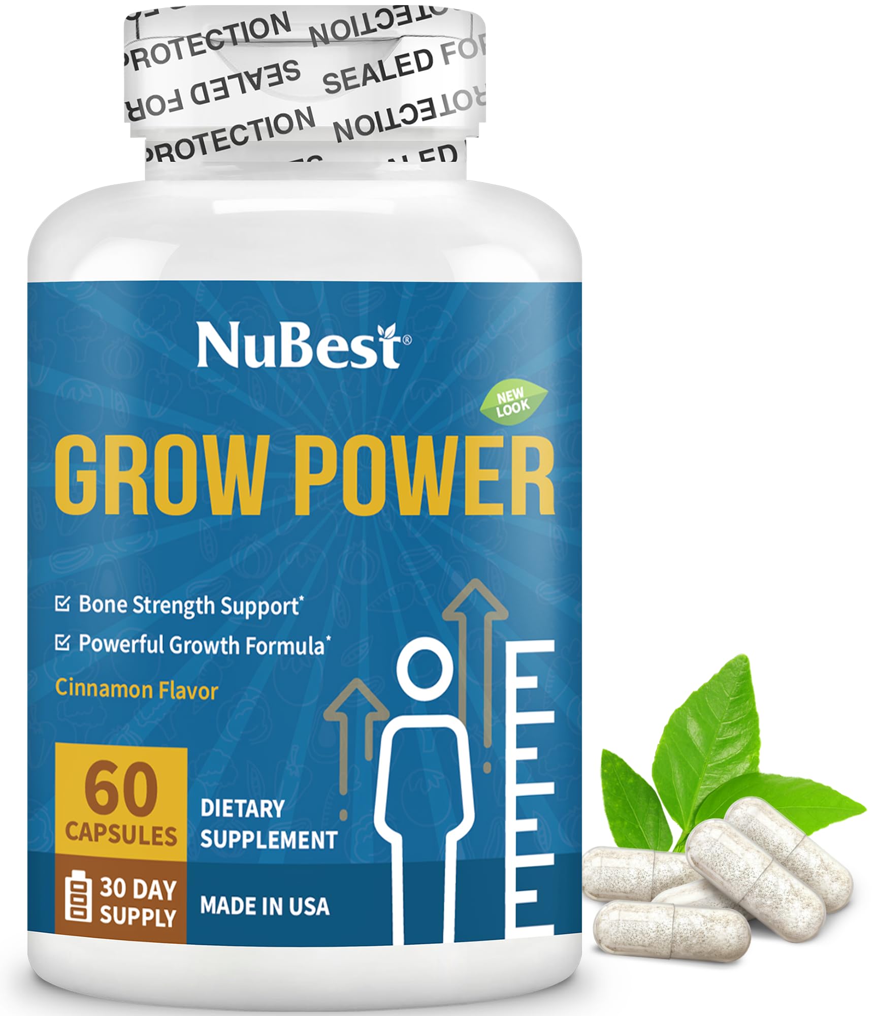 NuBest Grow Power frente del envase mostrando el diseño y beneficios