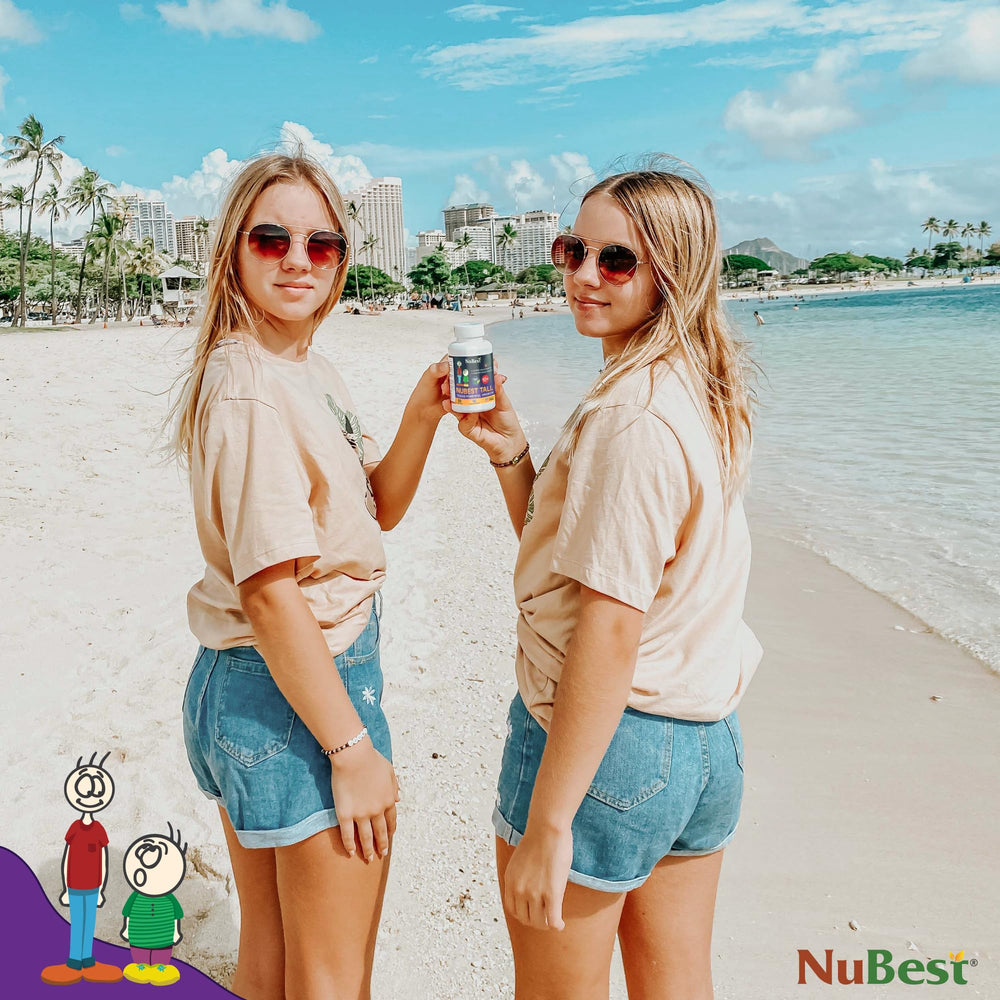 NuBest frasco junto a desayuno saludable para uso diario práctico