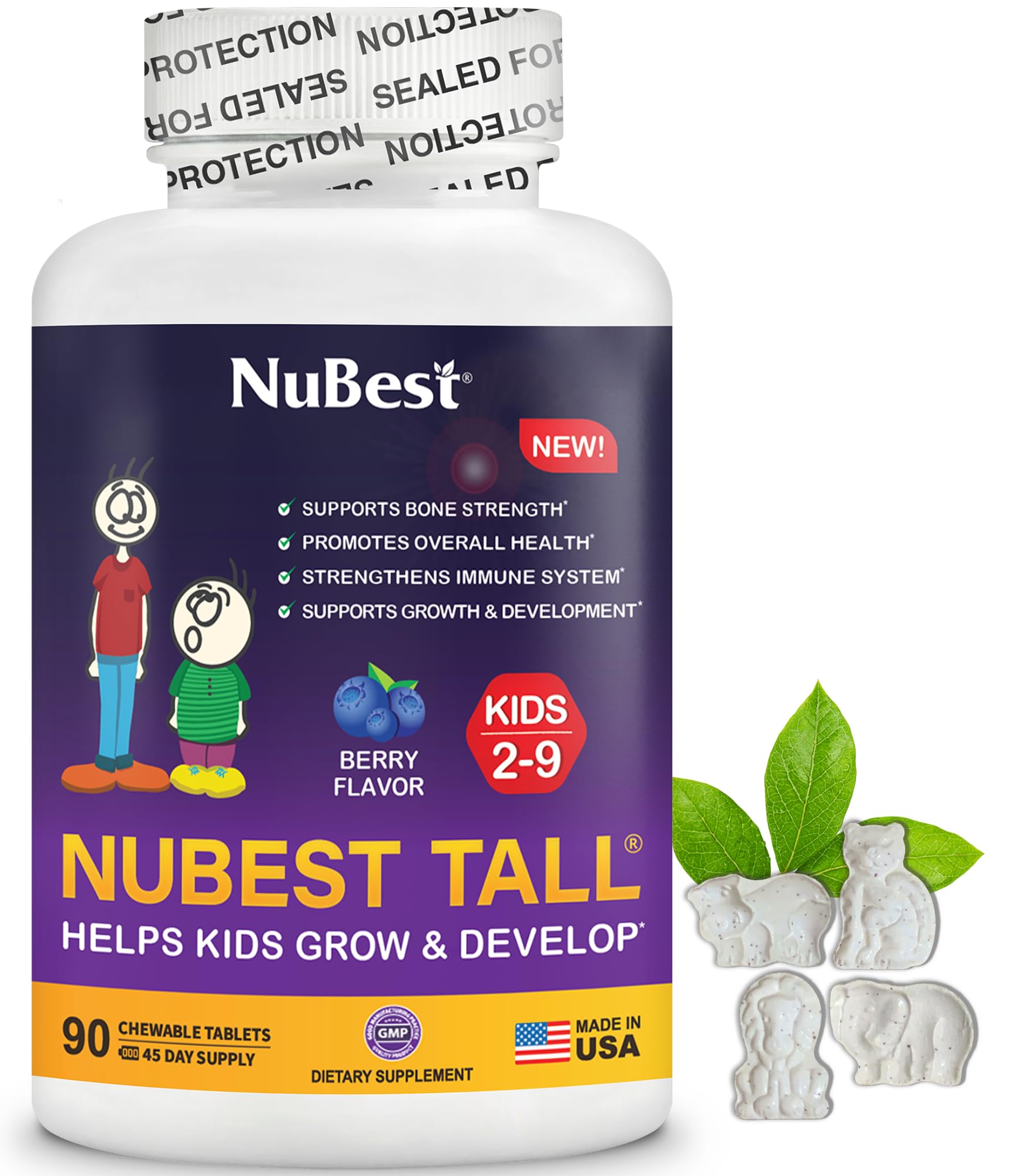 NuBest envase frontal mostrando tabletas masticables y beneficio conveniencia