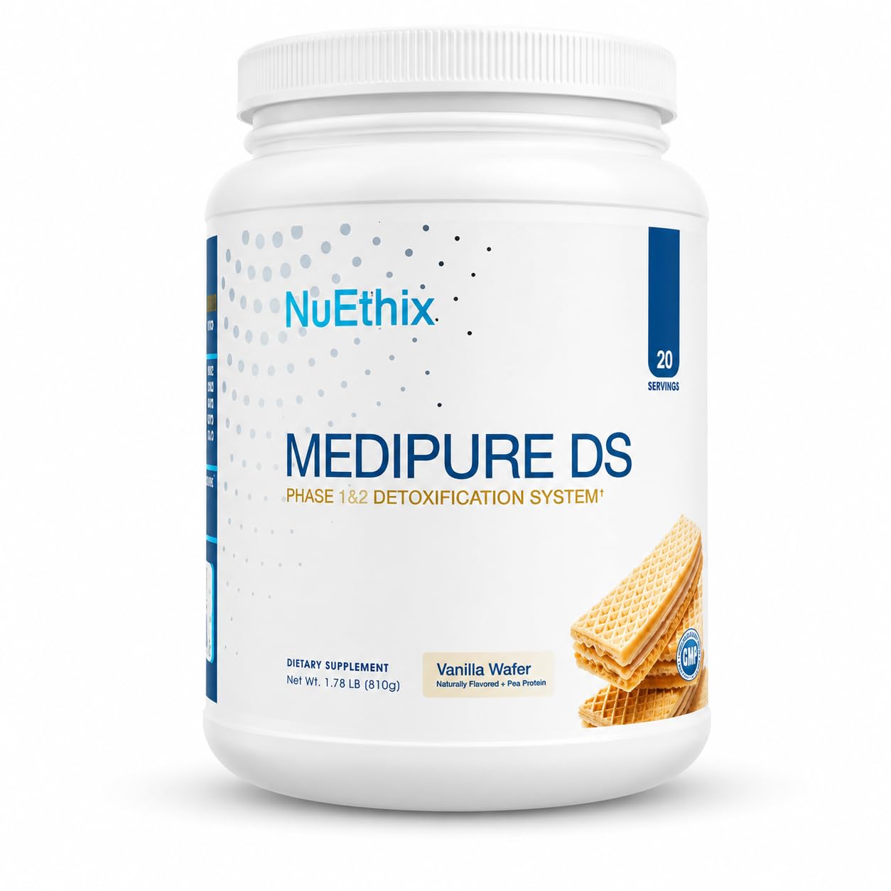 NuEthix Formulations frasco frontal que muestra la presentación y beneficio de detox