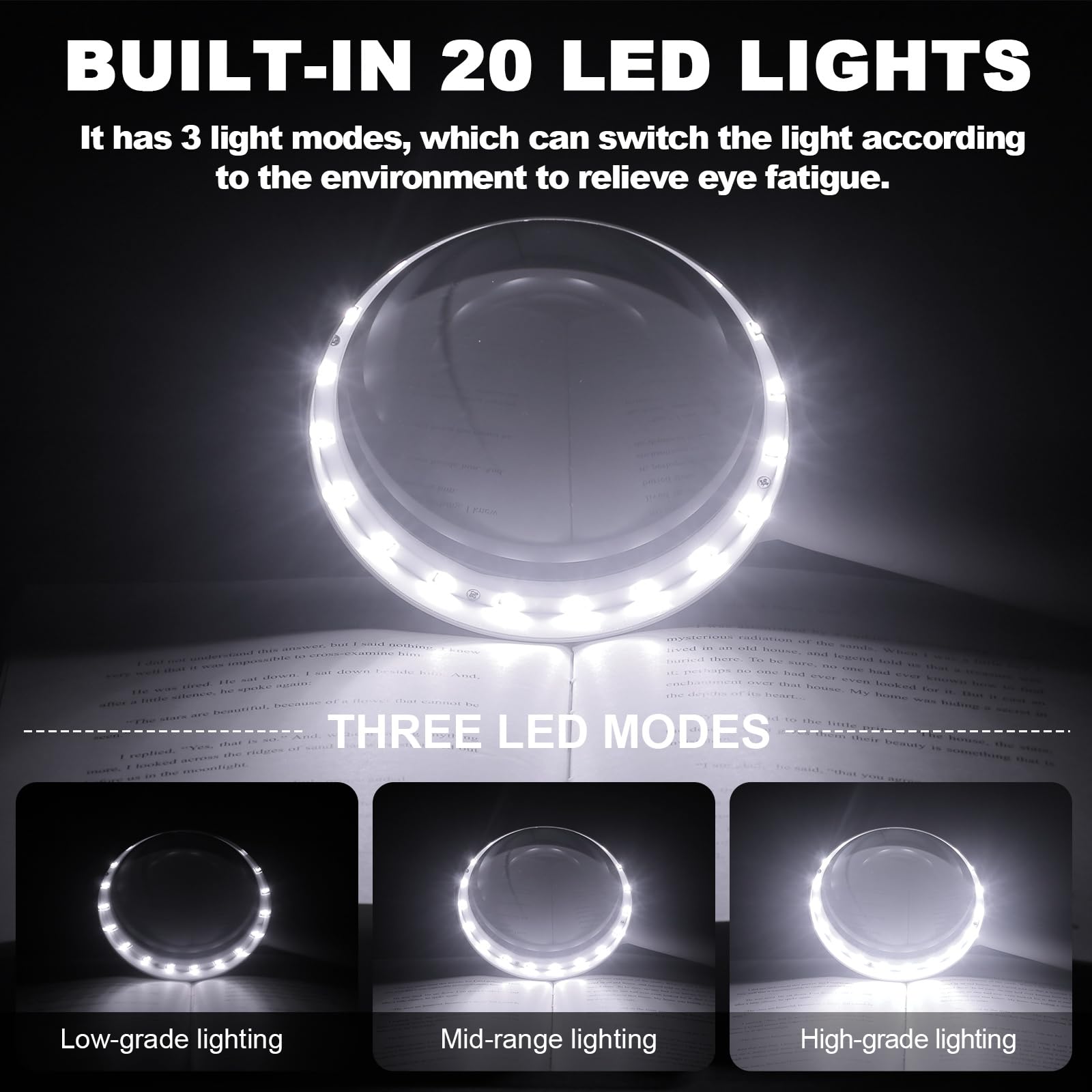 NUEYiO 20 LEDs iluminación brillante para detalles claros
