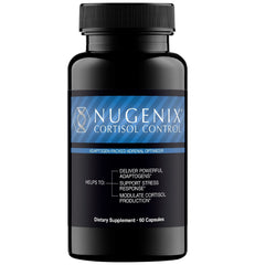 Nugenix frasco frontal mostrando la presentación y beneficio de apoyo al estrés