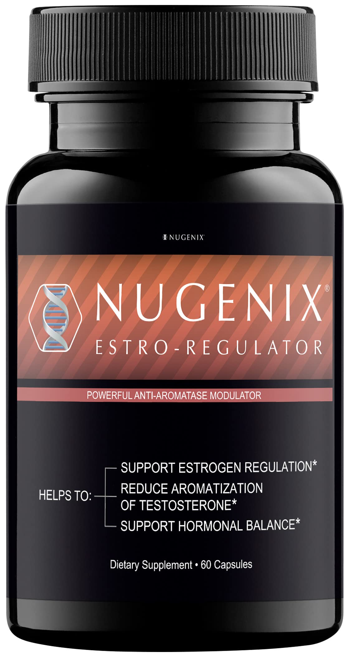 Nugenix Estro-Regulator frente del envase mostrando presentación y beneficio de control hormonal