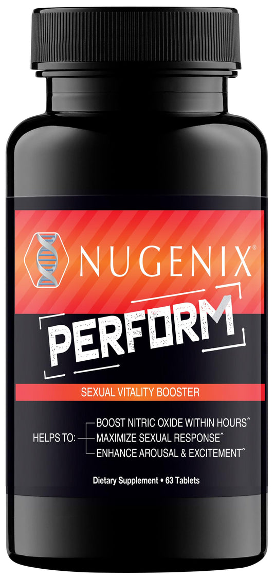 Nugenix frasco frontal que muestra etiqueta y beneficio de vitalidad
