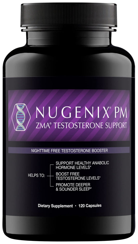 Nugenix PM ZMA vista frontal del envase mostrando presentación y beneficios