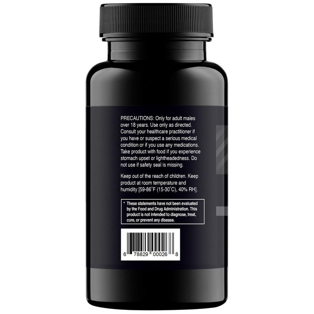 Nugenix T Booster en mesa con frutas y pesas en escenario lifestyle, beneficio: complemento para vida activa