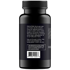 Nugenix T Booster en mesa con frutas y pesas en escenario lifestyle, beneficio: complemento para vida activa