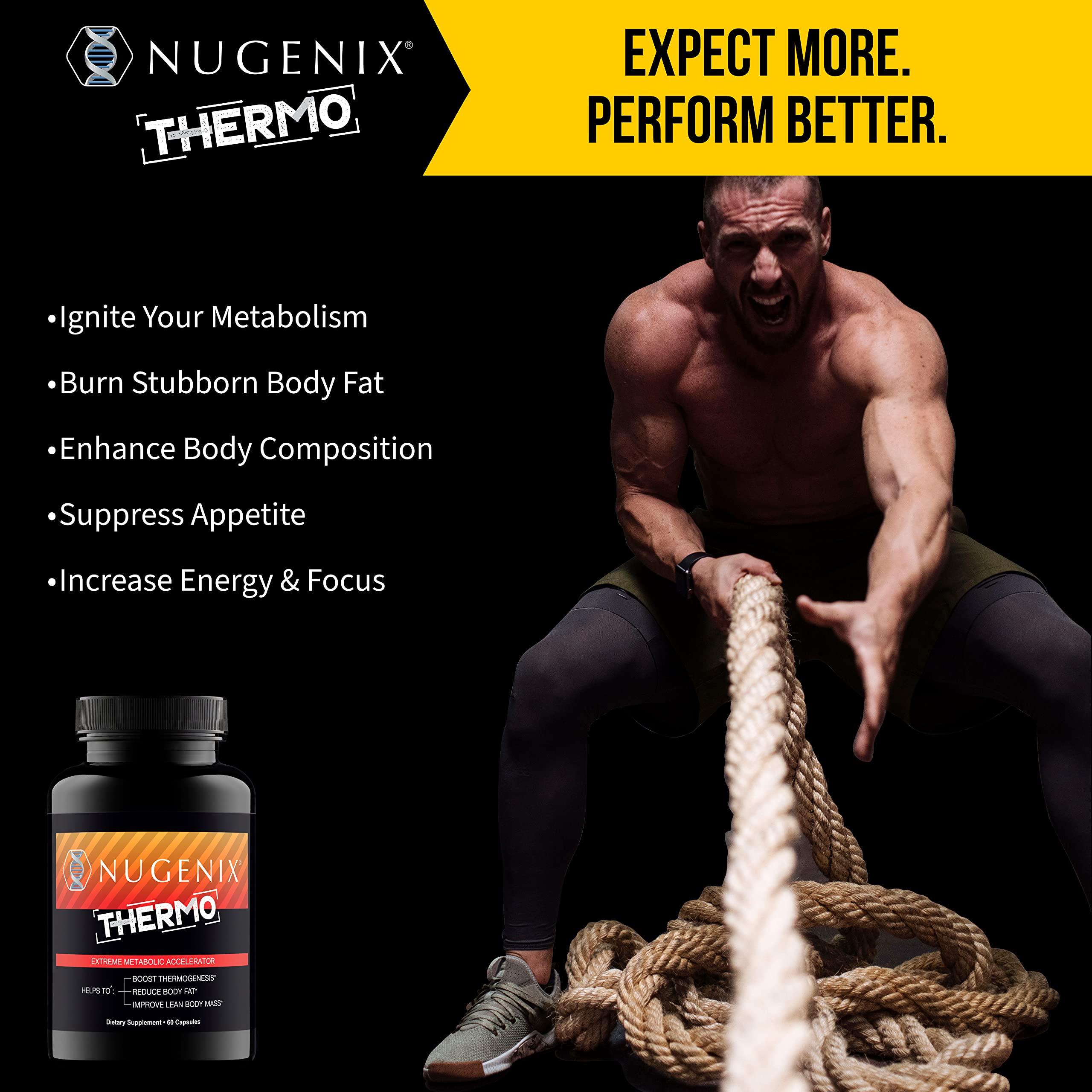 Frasco de Nugenix Thermo en mano para comparar tamaño y facilidad de uso