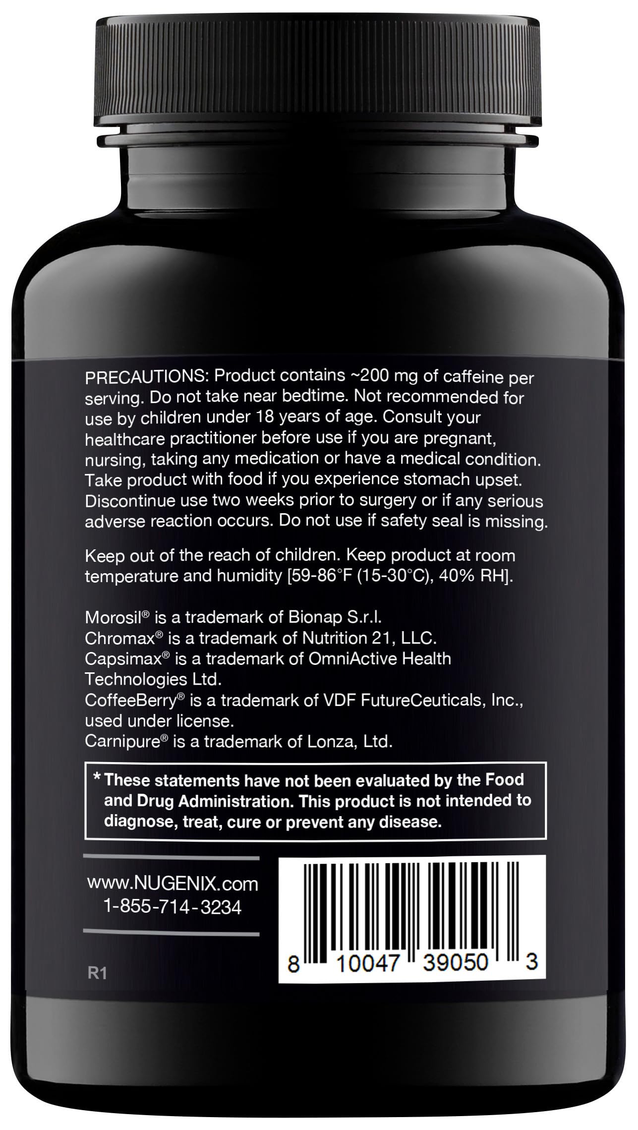 Nugenix Thermo etiqueta y lista de ingredientes con respaldo científico