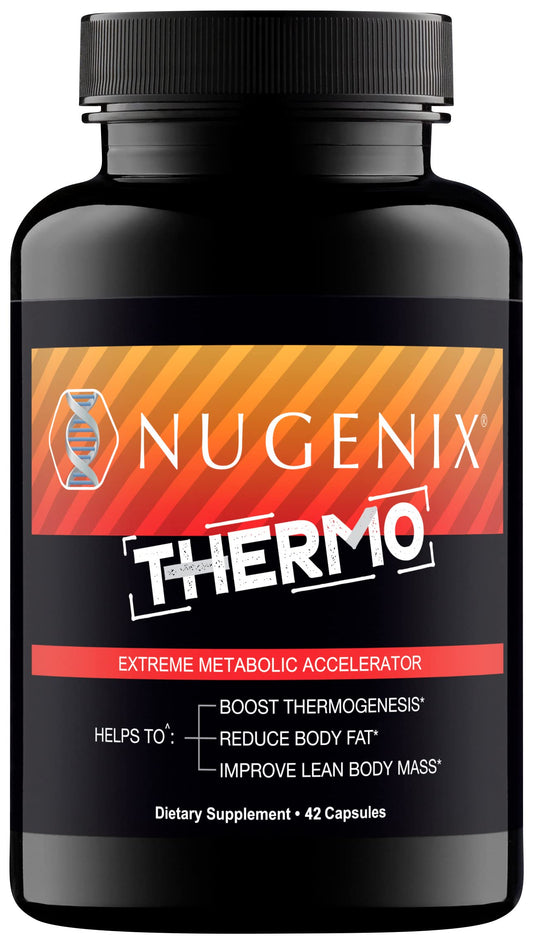 Nugenix Thermo envase frontal mostrando la marca y conveniencia diaria