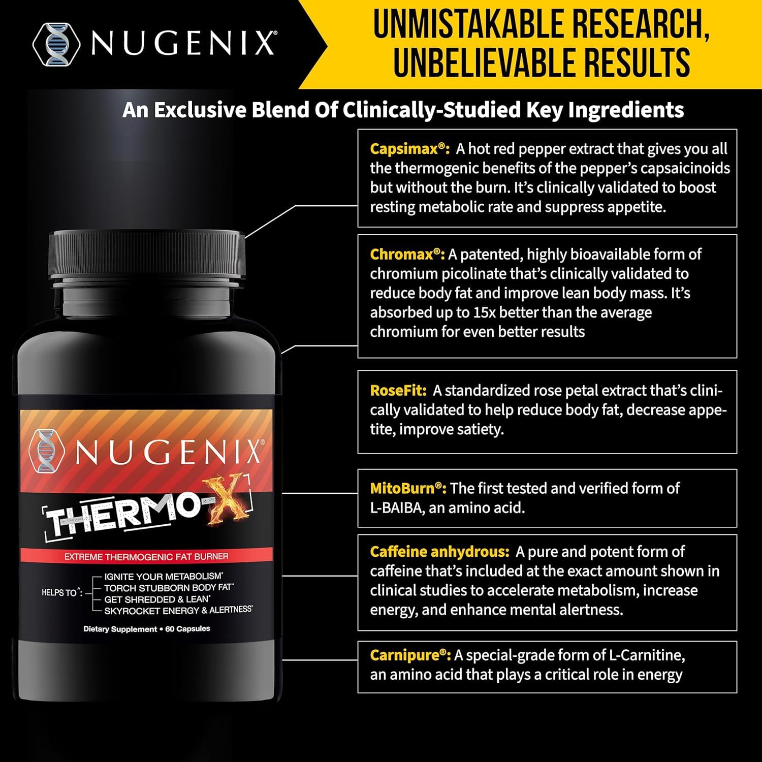 Nugenix Thermo-X cápsulas en primer plano que resaltan pureza y calidad