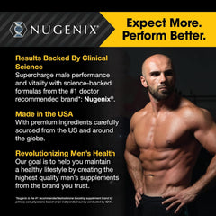 Nugenix Thermo-X junto a una mano para comparar tamaño y dosificación práctica