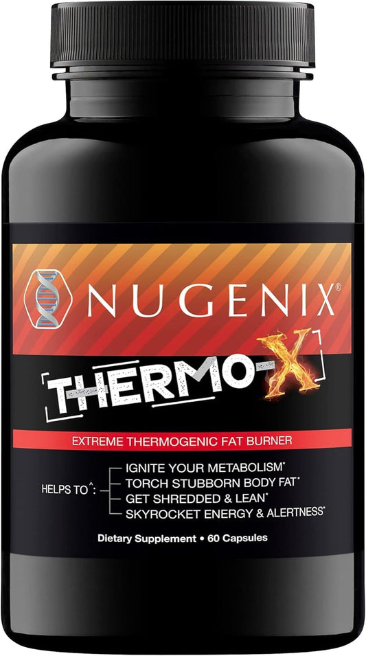 Nugenix Thermo-X frontal del envase mostrando presentación y promesa energética