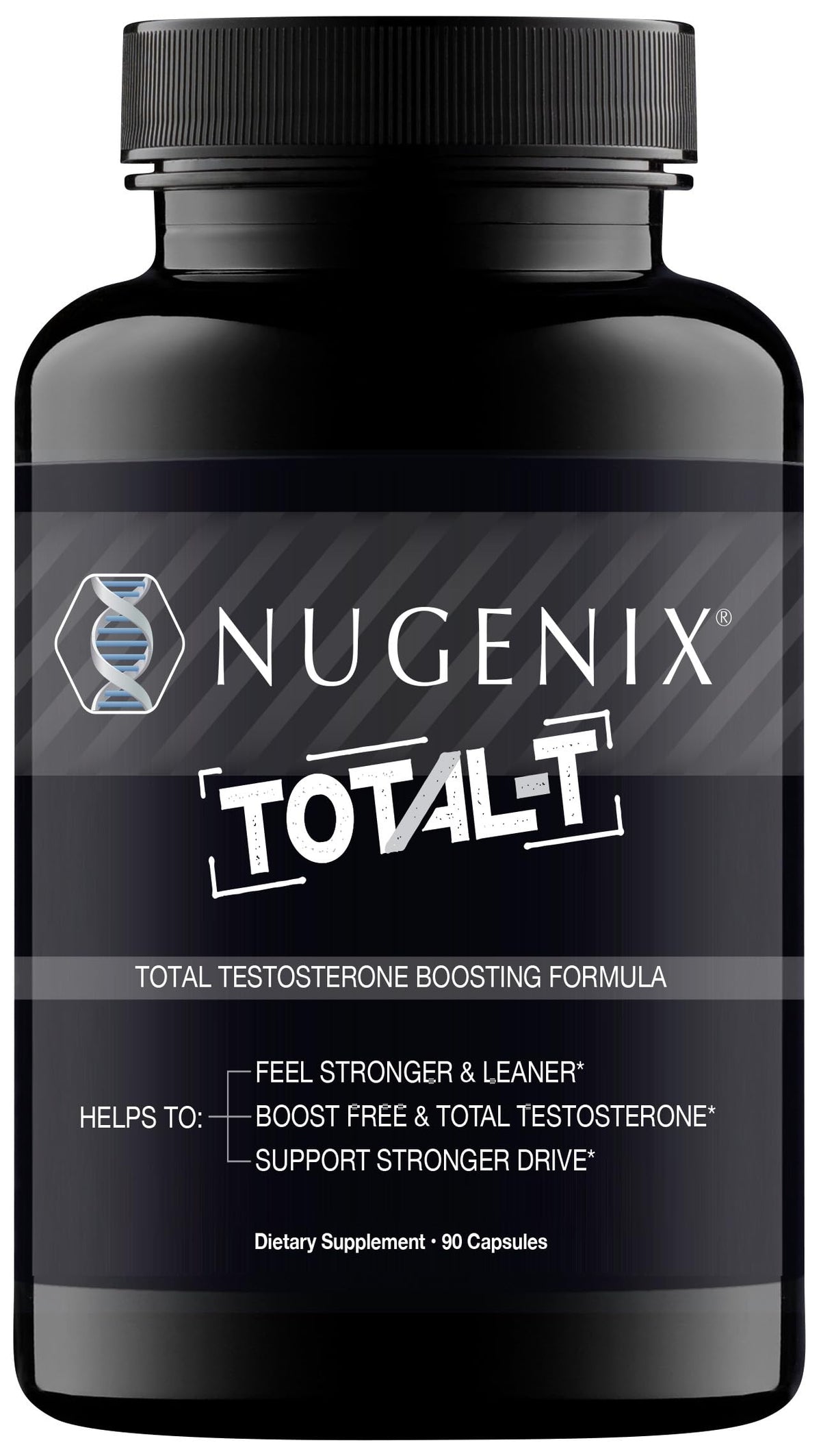 Nugenix Total-T envase frontal mostrando la marca y beneficios