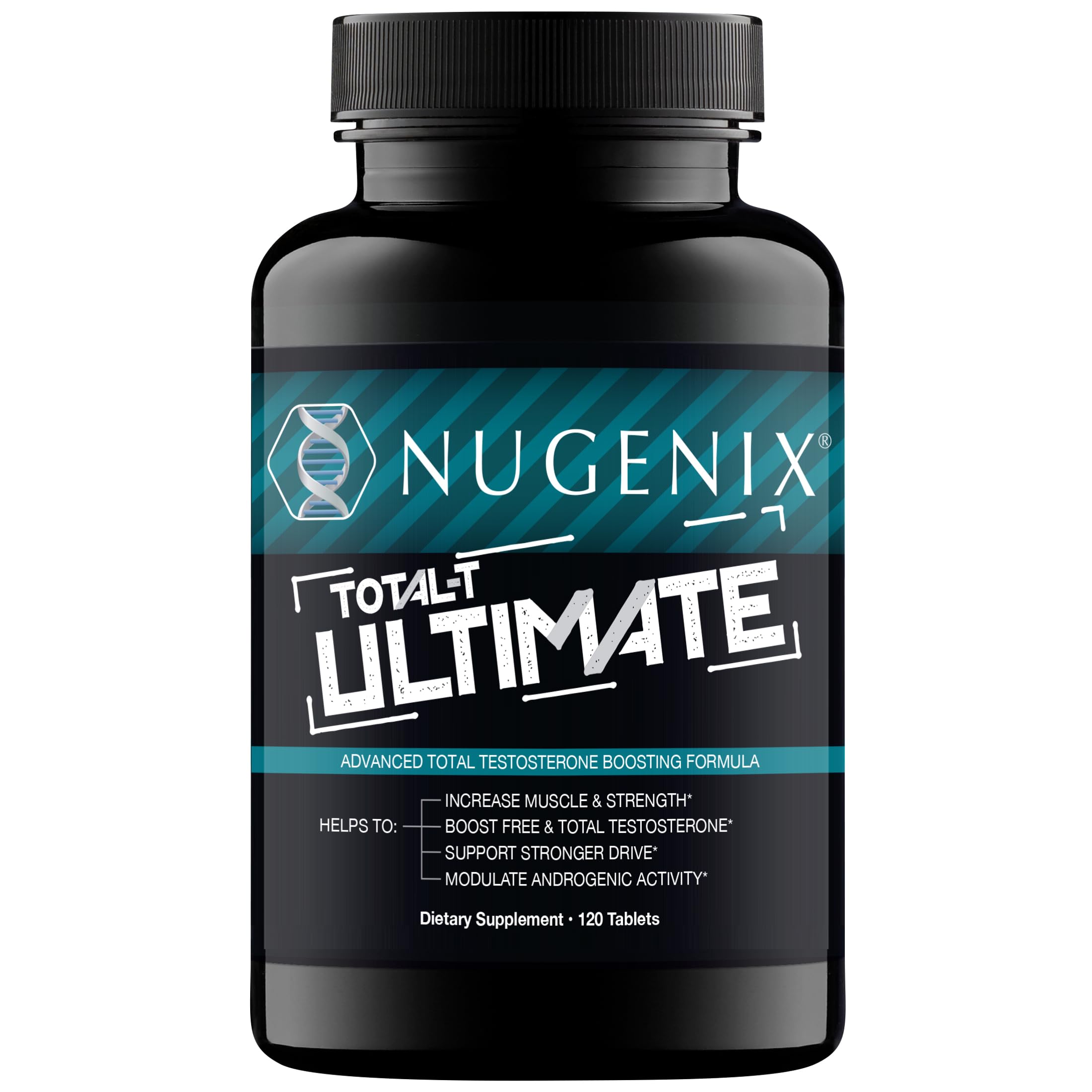 Nugenix Total-T Ultimate frente del envase muestra diseño y cantidad