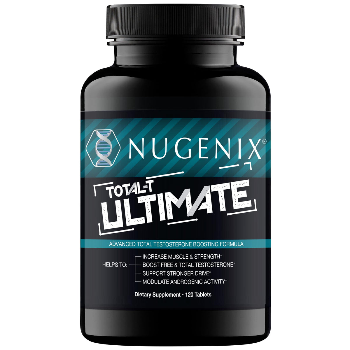 Nugenix Total-T Ultimate frente del envase muestra diseño y cantidad