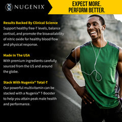 Hombre usando Nugenix tras entrenamiento, apoyo a vitalidad y recuperación