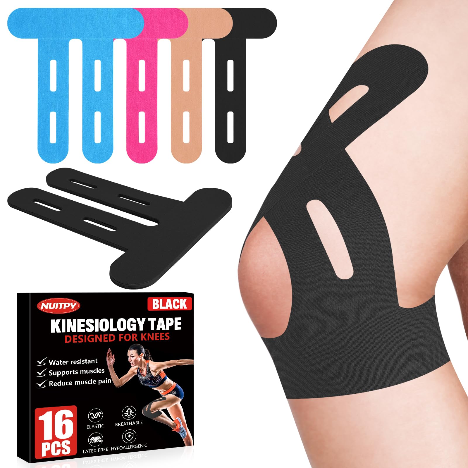 NUITPY paquete frontal 16 tiras, soporte inmediato para rodilla