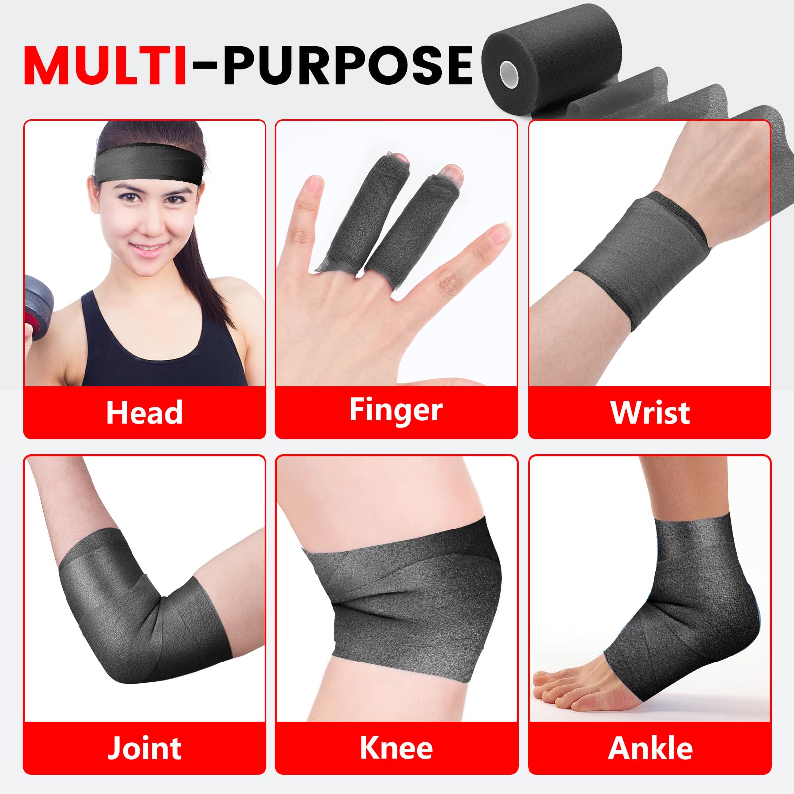 NUITPY prewrap envuelto en muñeca con cinta adhesiva encima, mayor sujeción segura