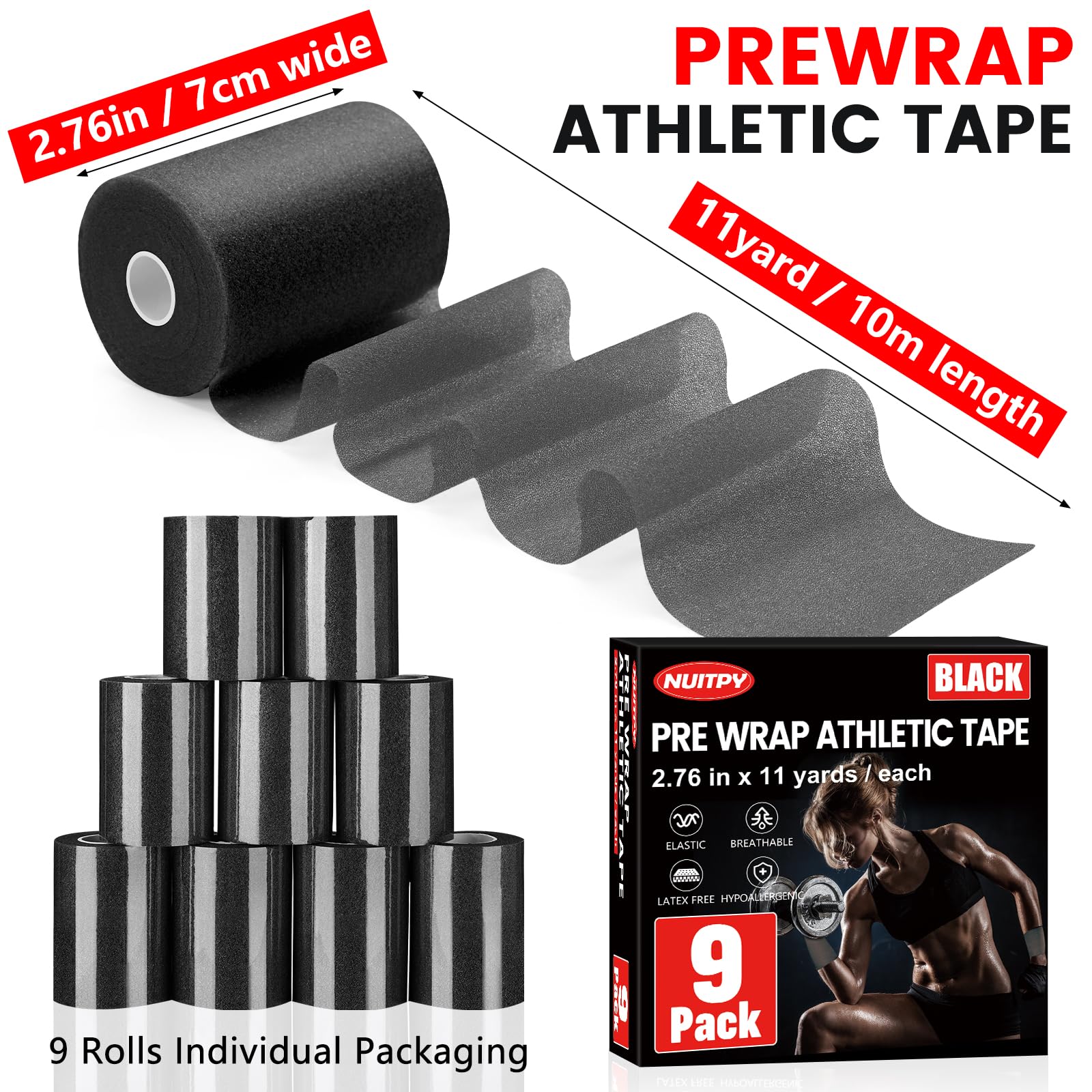 Detalle textura espuma PU de NUITPY prewrap, superficie transpirable y acolchada