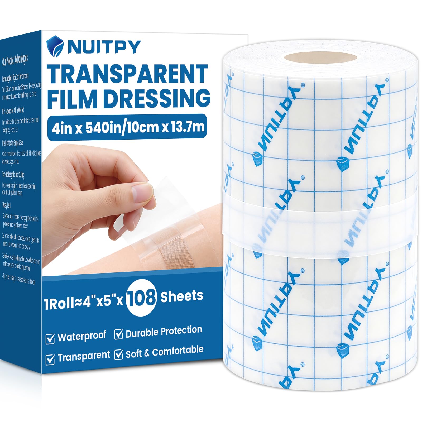 NUITPY rollo frontal mostrando etiqueta y longitud, protegen la piel fácilmente