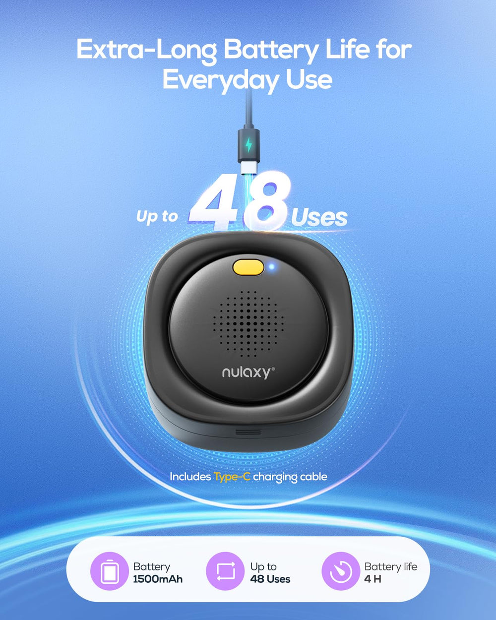 Nulaxy con cable Type-C incluido para recargar y mantener limpieza continua