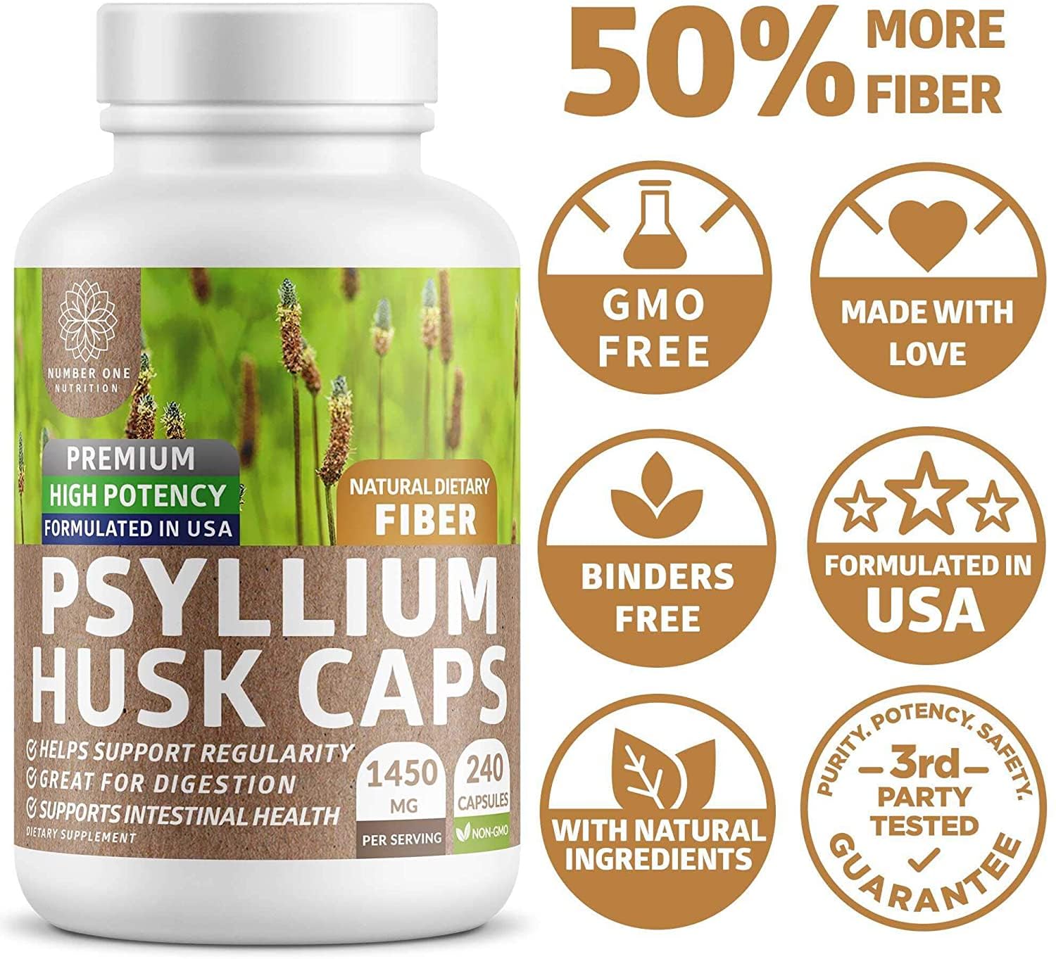 Number One Nutrition etiqueta con ingredientes y certificaciones visibles