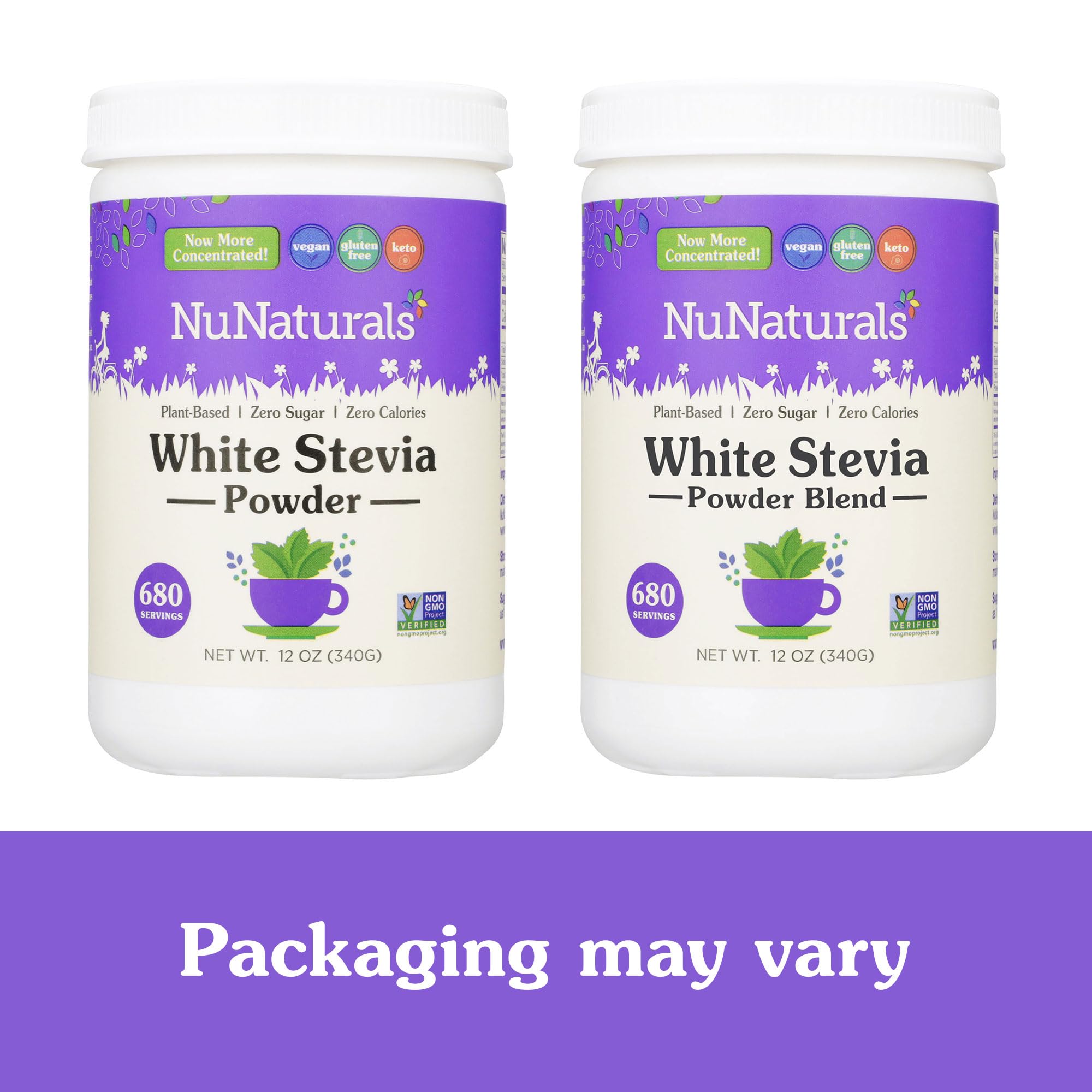 NuNaturals envase junto a regla para comparar tamaño de 12 oz práctico