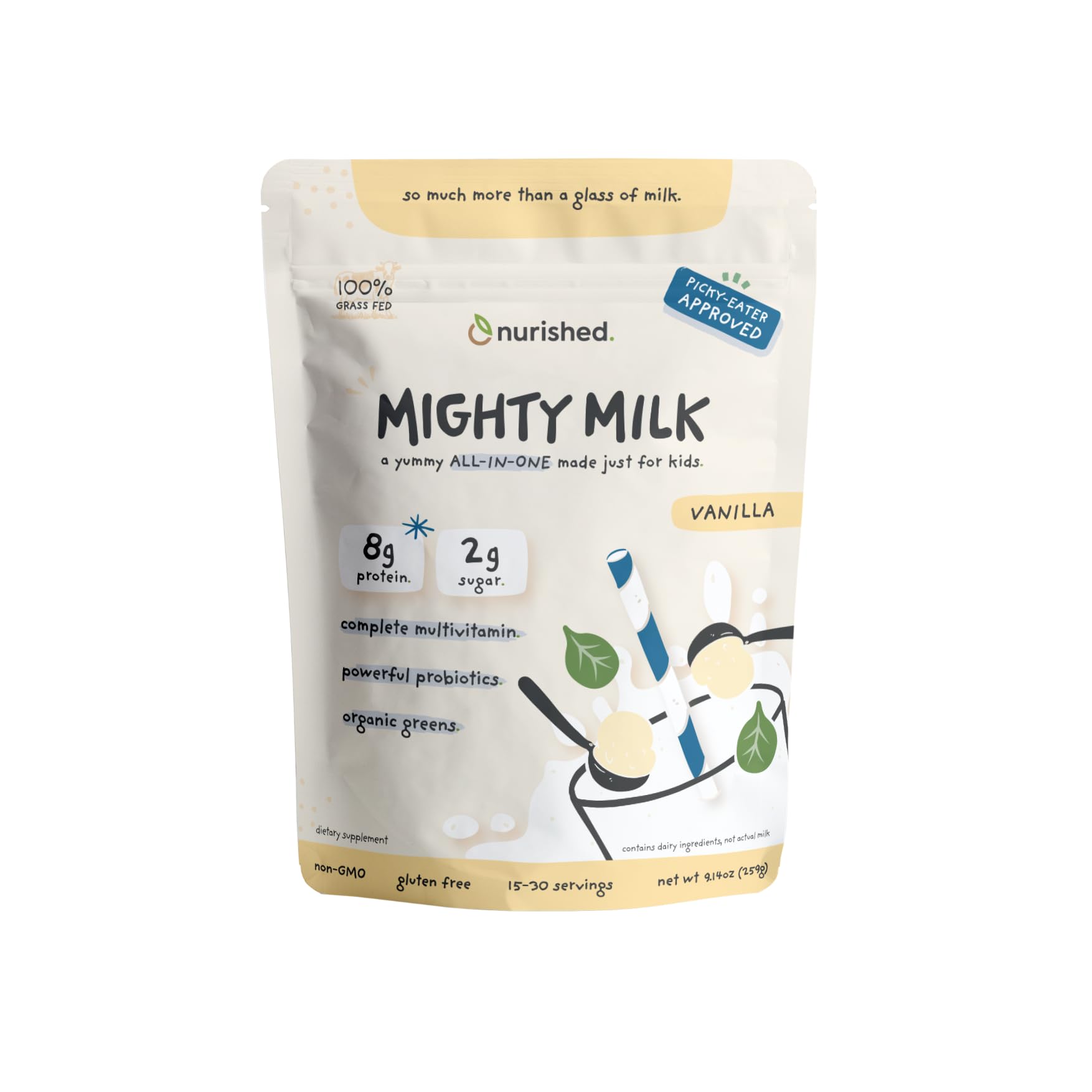 Nurished envase frontal mostrando etiqueta clara y beneficios