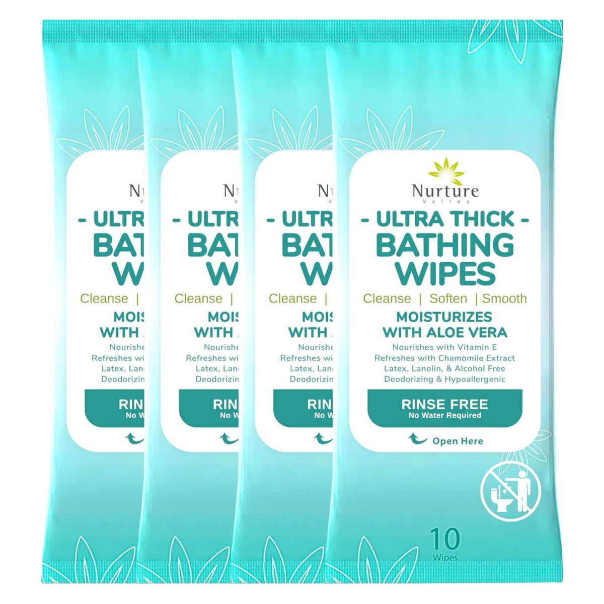 Nurture Valley empaque frontal del pack de 40 toallitas para higiene rápida