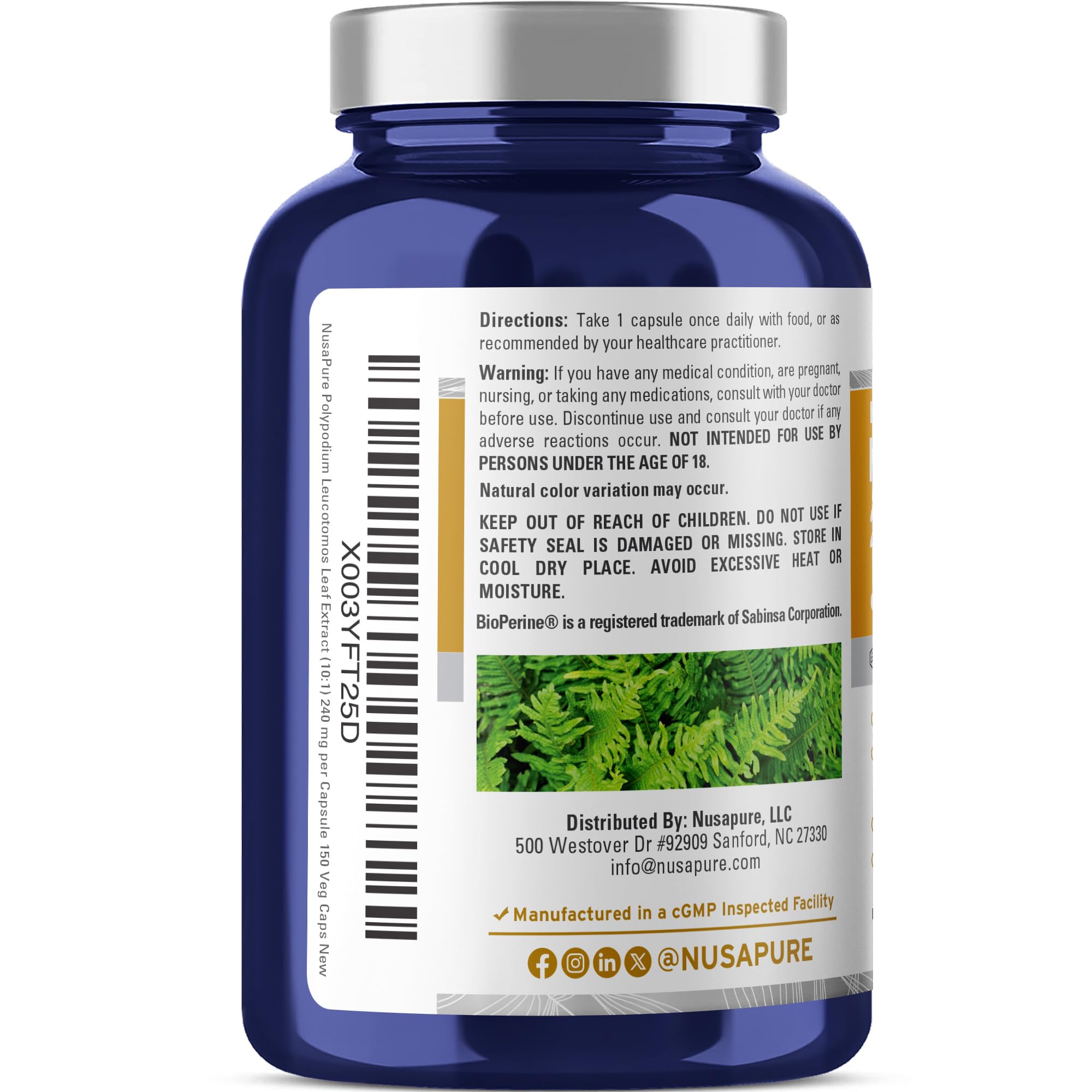NusaPure detalle de etiqueta con información de ingredientes y confianza