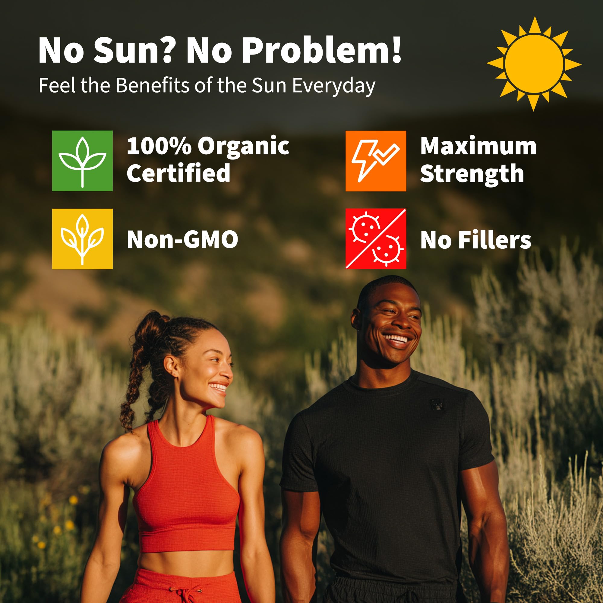 Botella NUSAVA junto a una mano para ver escala y porciones diarias