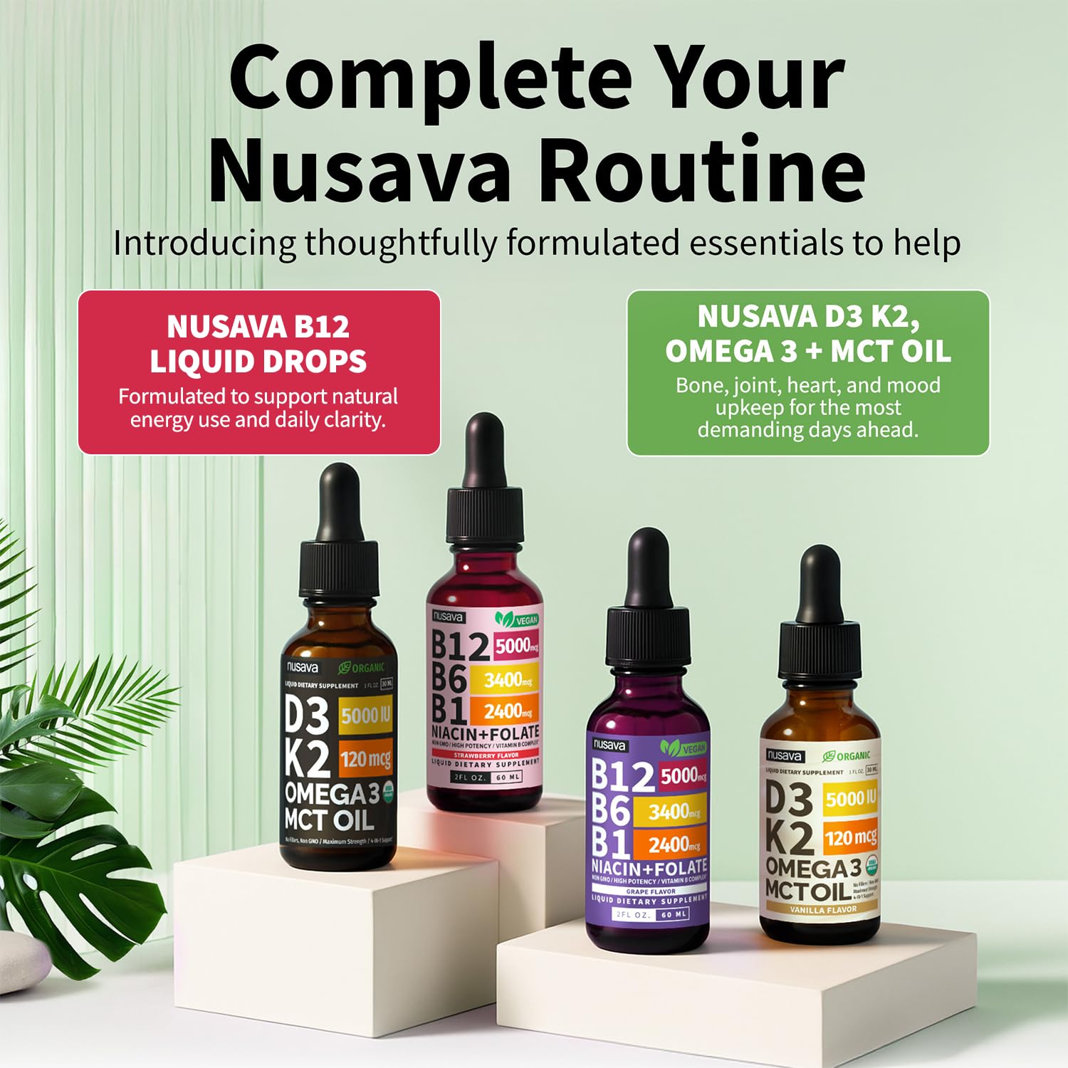 NUSAVA frasco junto a frutas watermelon berry evocando sabor natural