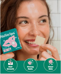 NuStrips tira en mano detalle de textura y uso portátil